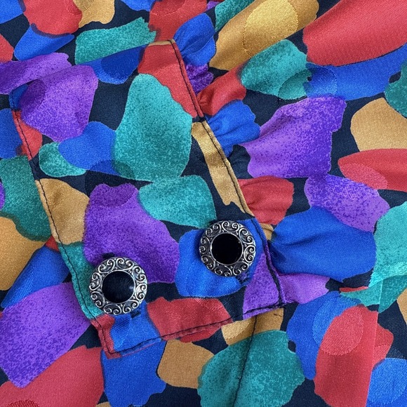 NICOLA‎ Vintage Long Sleeve Blouse Size 12 Multicolored Abstract Print Silky - Picture 5 of 11